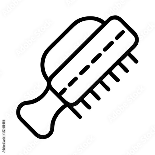 Hairbrush icon with handle in outline style, lint brush for textile icon