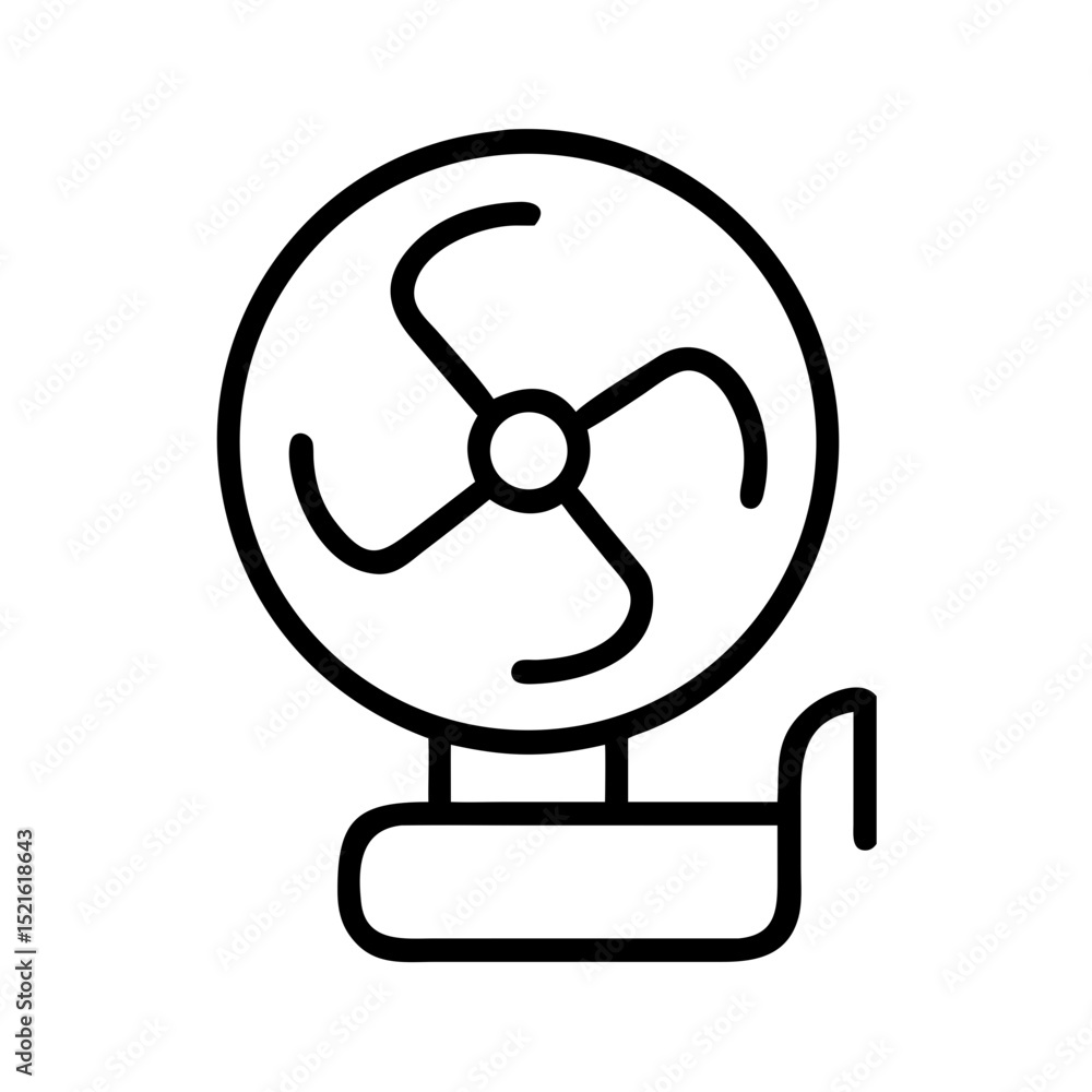 Obraz premium Simple line art of a classic table fan with a round base 