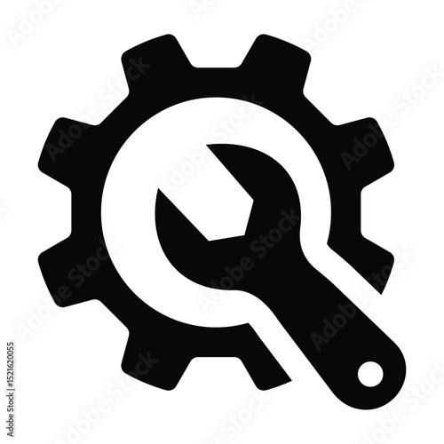 Wrench icons between setting symbol. Wrench icon, repair sign isolated on white background. Simple gear, setting icon vector illustration.