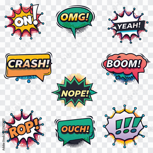 Snap Crash Wham Boing Comic PNG | Pop Art Sound Effects, Cartoon Speech Bubbles, Action Words