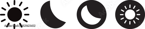Change day and night cycle line icon, Screen modes icons set, brightness and contrast level control symbols Circle with arrow sun and moon vactor,