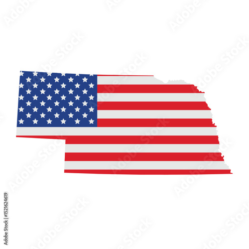 vector of Nebraska map with USA flag