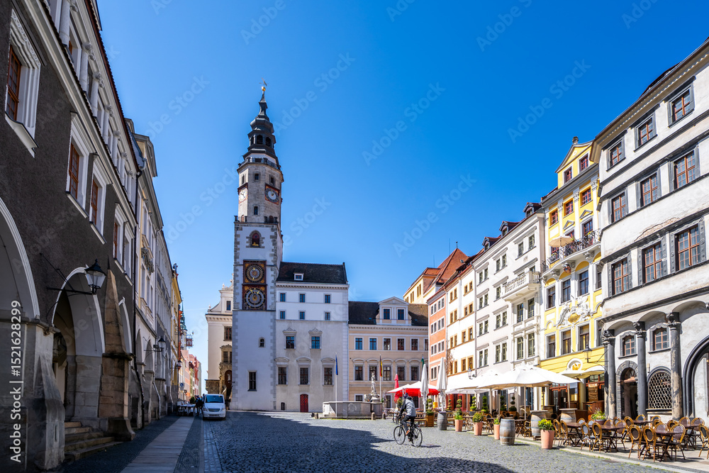 Obraz premium Blick über Untermarkt, Görlitz, Sachsen, Deutschland 