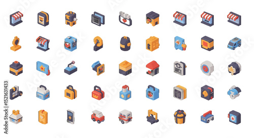 3D Isometric vector icons set Set Diverse Collection of Stylized Objects and Symbols