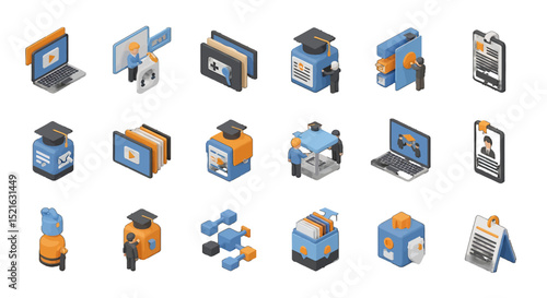 3D Isometric Illustrations of Education Technology and Business Concepts
