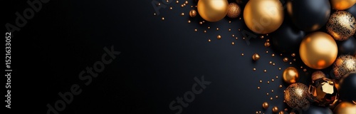 Decorative Gold and Black Ornaments for Festive Celebrations During Winter Ho...