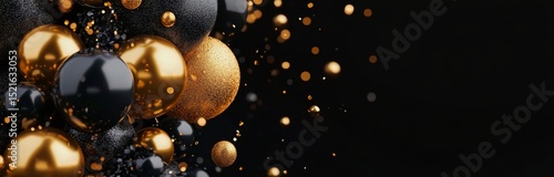Colorful Spheres Bursting in Black Background During Festive Celebration