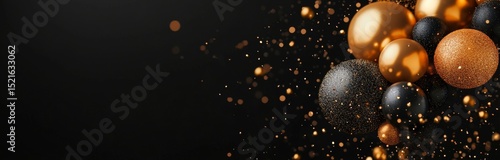 Colorful Spheres Bursting in Black Background During Festive Celebration.