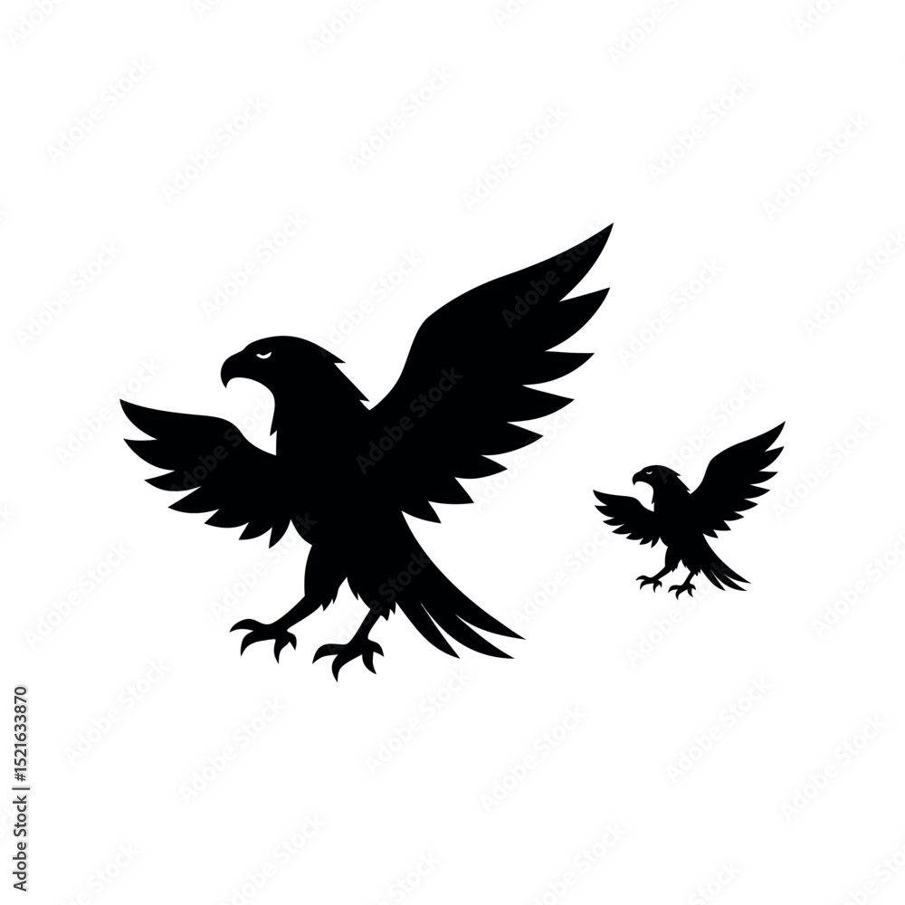 Fototapeta premium Flying eagles silhouette, a symbol of freedom and power.