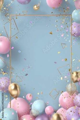 Colorful Party Background With Balloons and Festive Elements Perfect for Cele...
