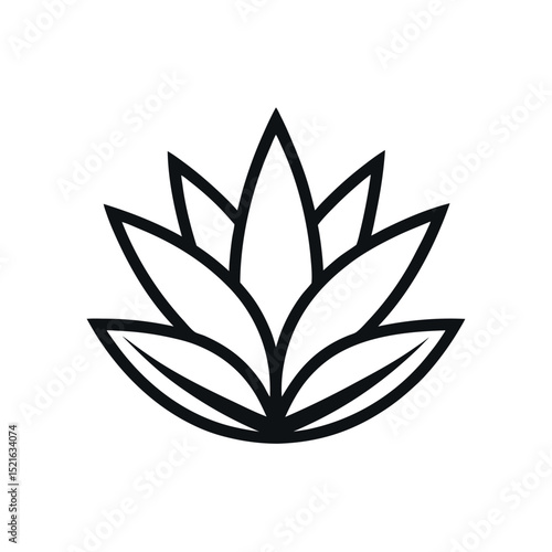 Minimalist lotus flower or agave plant line art logo