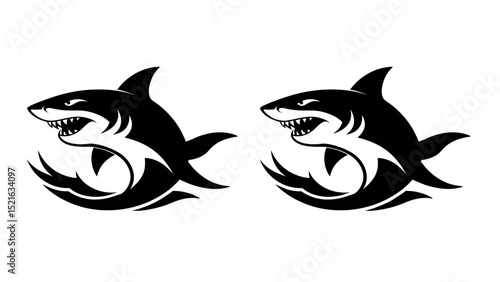 Fierce shark mascot vector emblem logo design