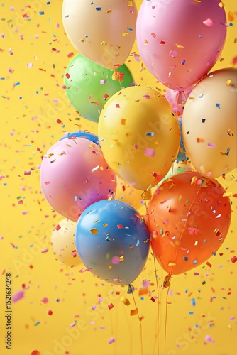 Colorful Balloons and Confetti Create a Festive Atmosphere for a Celebration