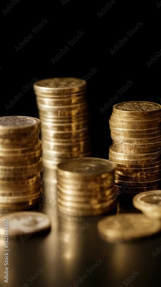 custom made wallpaper toronto digitalStacks of golden coins, monetary abundance and savings accumulation on black surface, currency exchange and wealth creation concept