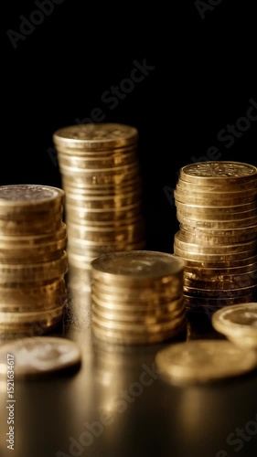 Wallpaper Mural Stacks of golden coins, monetary abundance and savings accumulation on black surface, currency exchange and wealth creation concept Torontodigital.ca