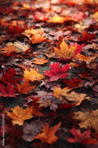 Colorful Autumn Leaves Cover the Ground in a Forest During Fall Season