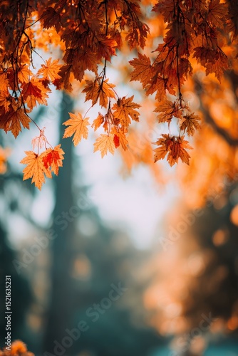 Autumn Foliage Creates a Colorful Canopy in a Serene Forest Setting During Fa...