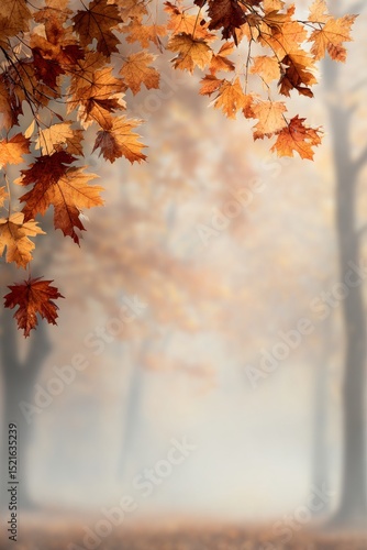 Vibrant Autumn Leaves Showcase Warm Hues in Serene Forest Setting.