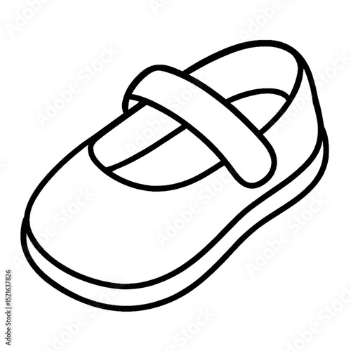 Mary Jane Shoe Outline Vector isolated on white background
