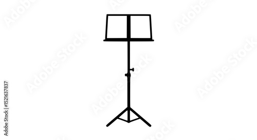 A black and white image of a music stand