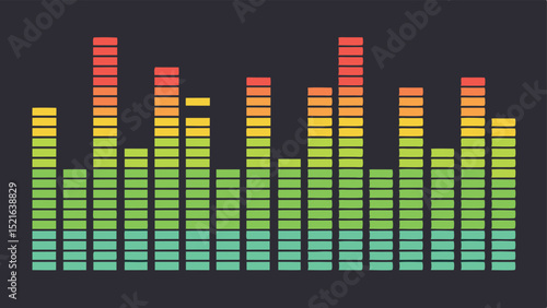 Colorful gradient soundwave graphic illustrating music equalizer with transparency for versatile design