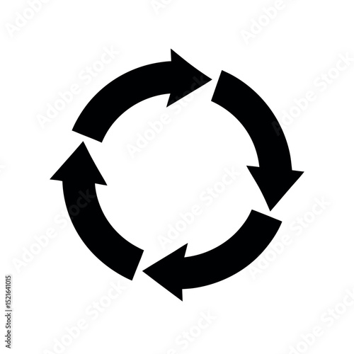 Circular arrow cycle icon vector. Black rotation loop symbol for recycle, refresh, synchronization, and business process illustrations.