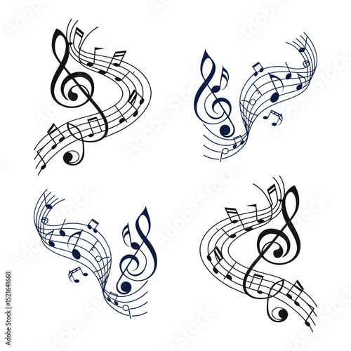 Treble clef and music notes vector illustration for a melodic design