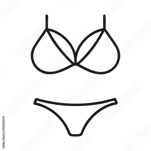 Minimalist bikini outline vector illustration for summer fashion designs and beachwear concepts