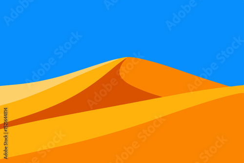 Orange and yellow desert sand dunes under a hot, arid sky, perfect for summer travel adventure