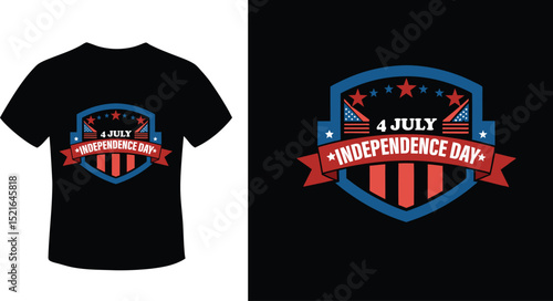 Adobe Illustrator Artwork Happy 4th Of July Patriotic American US Flag 4th Of July T-Shirt Design
