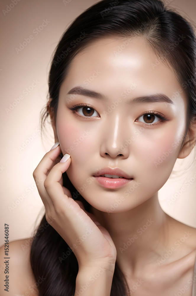 close-up portrait of a stunning young woman with flawless, dewy skin close-up portrait of a stunning young woman with flawless, dewy skin