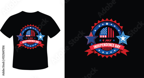 Adobe Illustrator Artwork Happy 4th Of July Patriotic American US Flag 4th Of July T-Shirt Design
