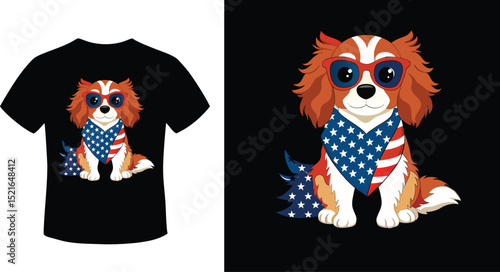 Adobe Illustrator Artwork Happy 4th Of July Patriotic American US Flag 4th Of July T-Shirt Design
