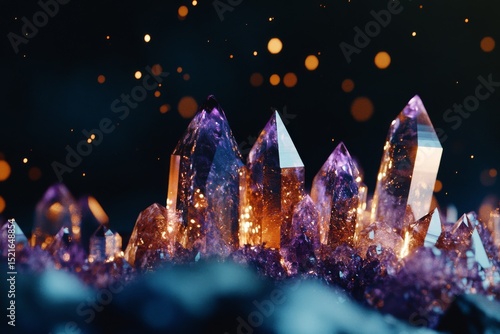 Beautiful Purple Amethyst Crystals Sparkle Under Soft Lighting in This Stunni...