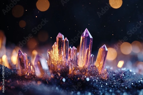 Beautiful Purple Amethyst Crystals Sparkle Under Soft Lighting in This Stunni...