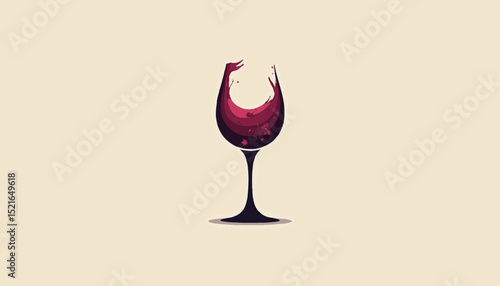 Abstract vector logo with a wine glass, clean and sleek design, suitable for beverage brand 