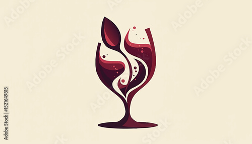 Abstract vector logo with a wine glass, clean and sleek design, suitable for beverage brand 
