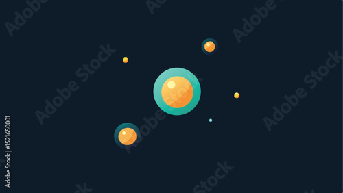 Minimalistic glowing orbs in floating motion with abstract design for backgrounds and concepts