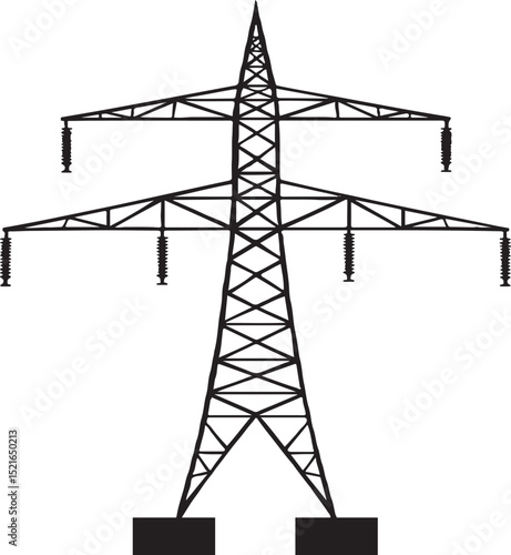 Vector Illustration of High Voltage Electricity Transmission Tower.