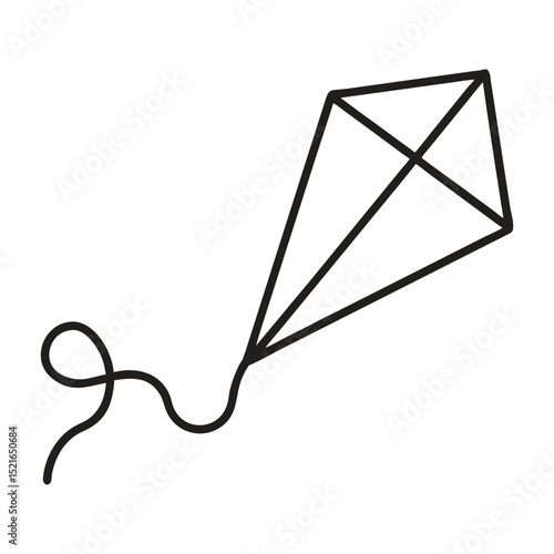Simple black and white kite line art vector illustration graphic resource