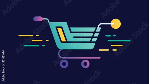 Modern e commerce concept illustrating shopping cart and delivery with graphic elements