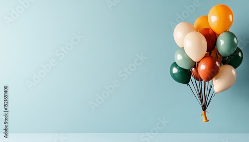 Colorful Balloons Float Against a Light Blue Background Creating a Festive At...