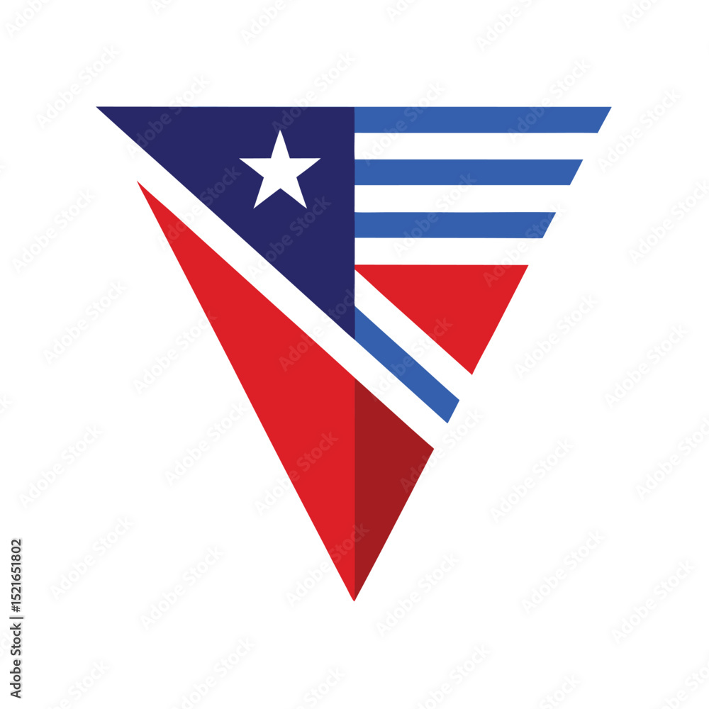 Fototapeta premium Abstract american flag in a triangle representing patriotism and national pride on white background