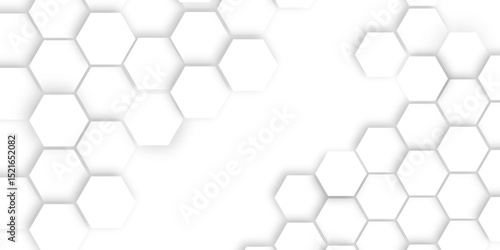 Modern simple style seamless pattern with hexagonal graphic design. Geometric art deco texture mosaic white background. abstract molecular structures in technology, wallpaper background, vector.	
