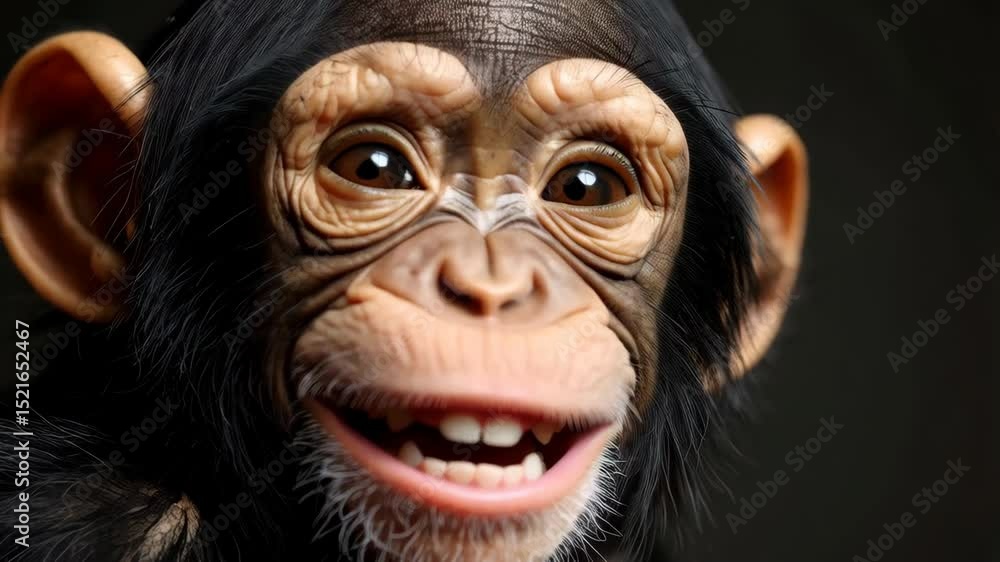 Close-up Portrait of a Young Chimpanzee Displaying Expressive Facial Features and Detailed Skin Texture in Natural Light Close-up Portrait of a Young Chimpanzee Displaying Expressive Facial Features and Detailed Skin Texture in Natural Light