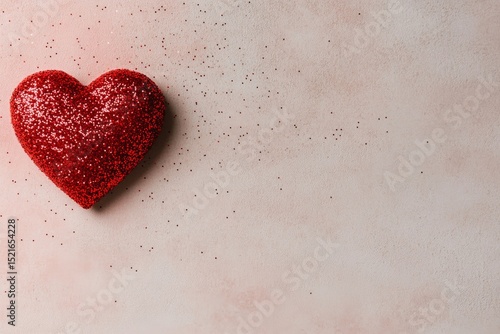 Glitter Heart Decoration on Soft Surface for Creative Projects and Celebrations.
