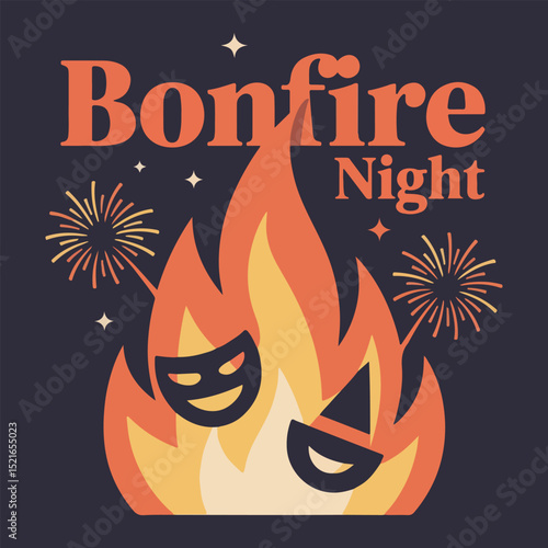 Print "Bonfire Night Vector Illustration Set with Fireworks, Guy Fawkes Elements, and Solid Color Designs – No Gradient, 
No Image" 
 