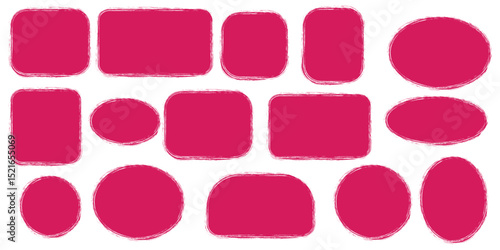 Brush frame rough rectangle box shape set. Text box frame rough grunge square, oval paint shape element. Hand drawn texture grunge brush rectangle, circle round text border. element set for accent. 