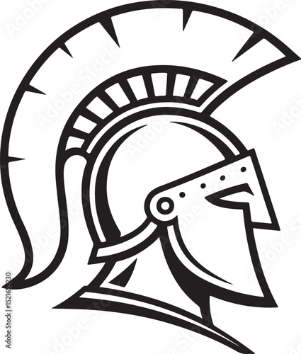 Spartan helmet of gladiator Vector Illustration, Sketch Drawing Line Linear Symbol Icon Engraving Coloring Book, Hand-drawn Black and White Isolated