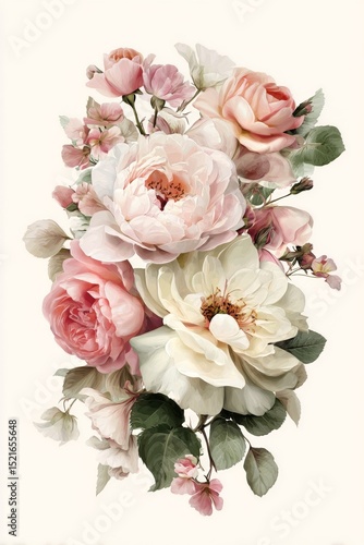 Beautiful Floral Arrangement Showcasing Colorful Roses and Blossoms Against a...